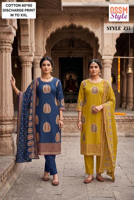 Ossm style 231 cotton 3pcs kurti palazzo wholesale